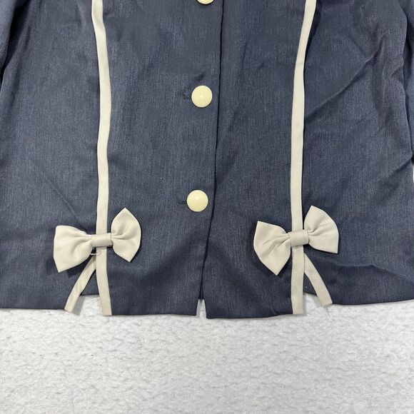 Vintage Good Times Women's 14 Button Front Long Sleeve Top Bowtie Shirt USA - Picture 5 of 12
